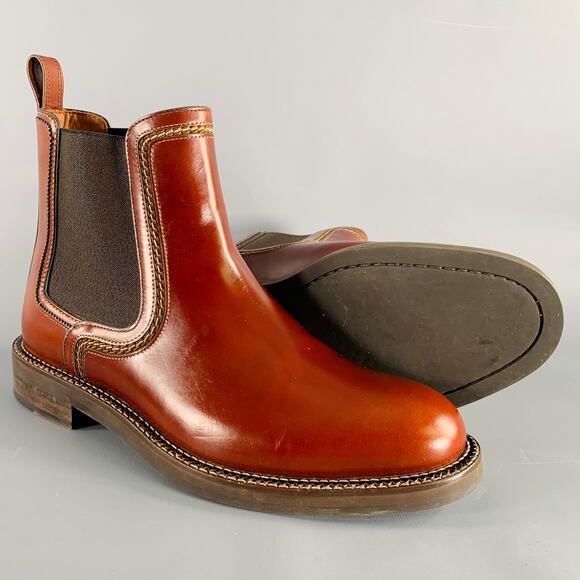 LANVIN Size 9 Cognac Brown Leather Pull On Boots